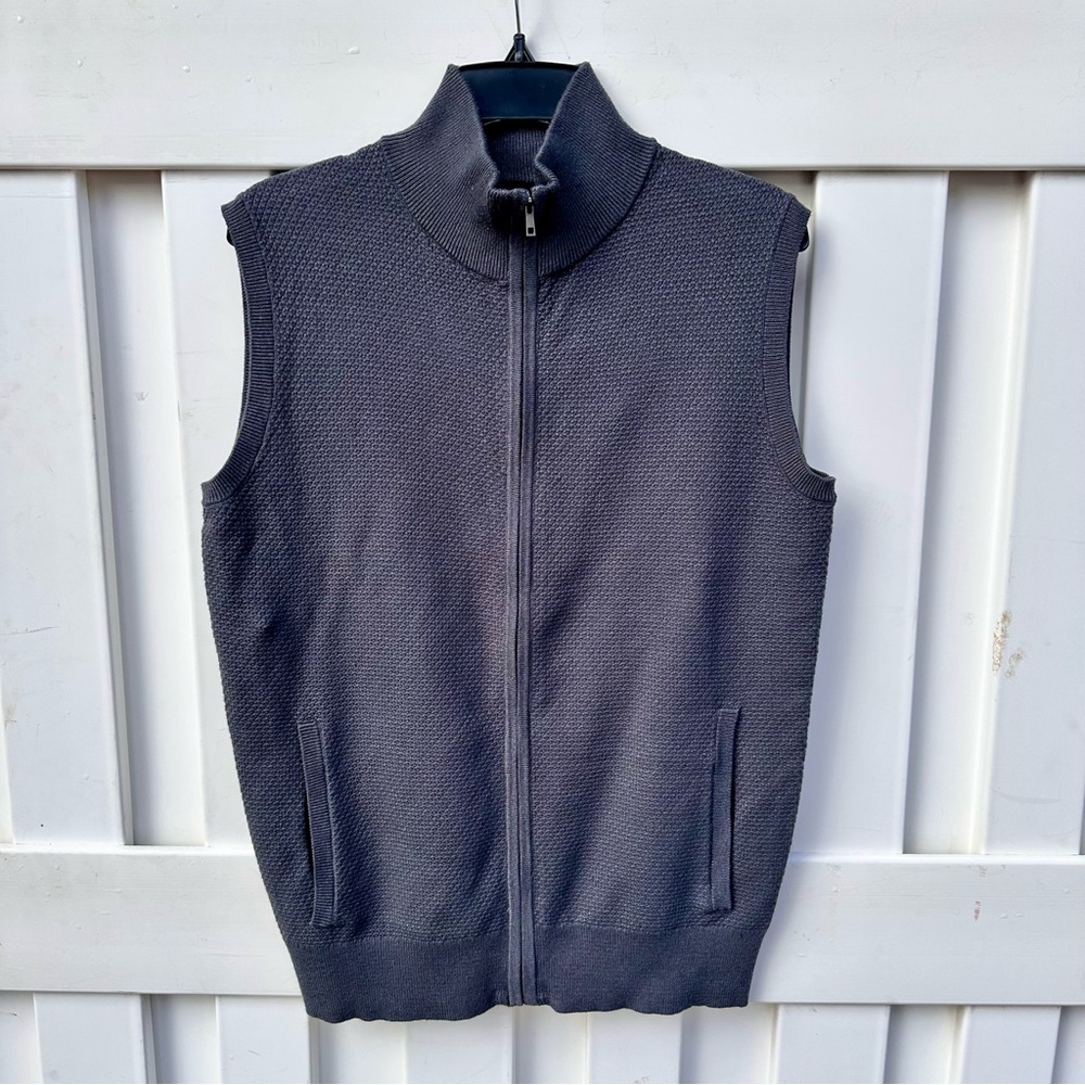 Harrison Davis Gray Textured Zip-Up Sweater Vest NWT
